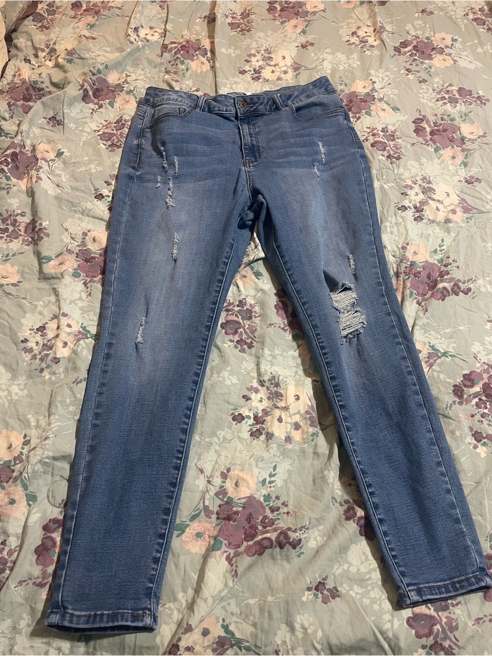 Encore Jeans Women's Distressed Skinny Jeans in Blue
